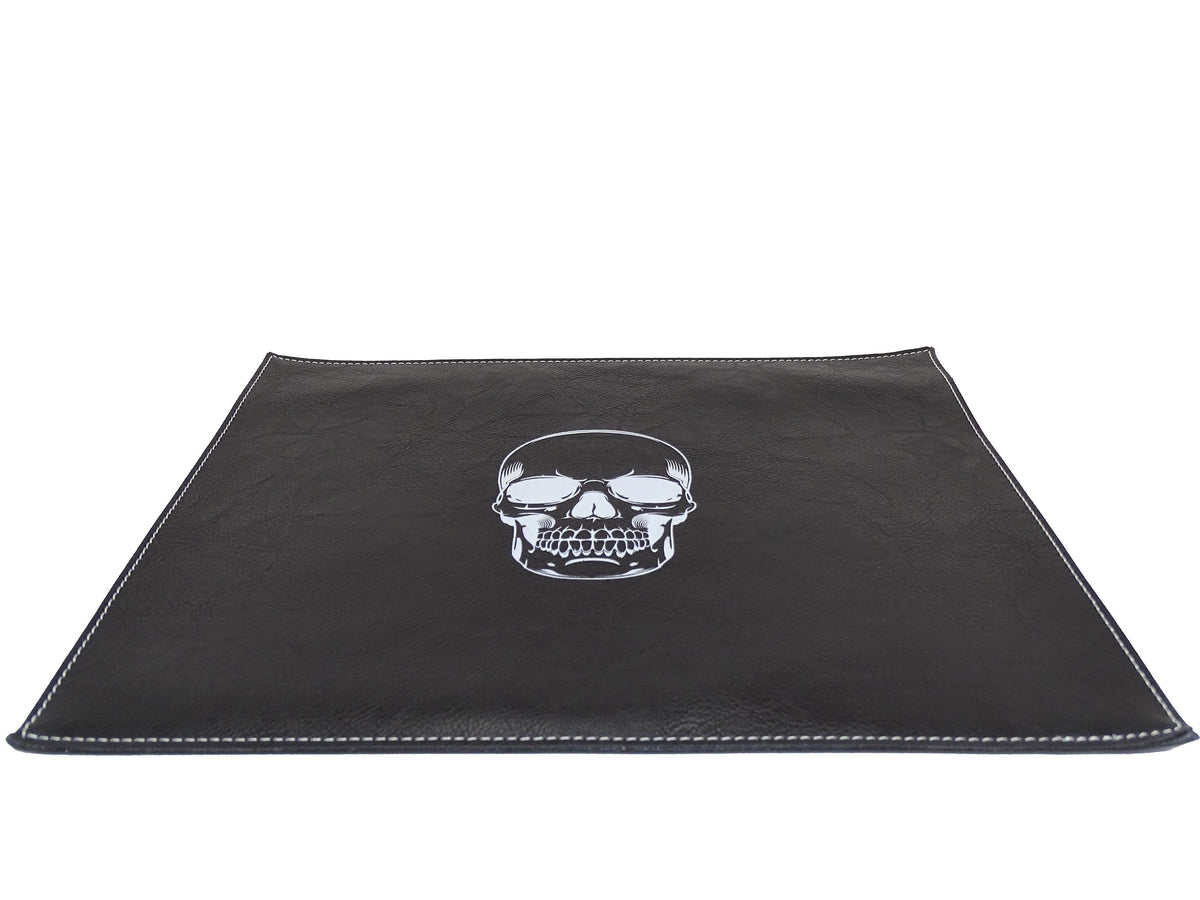 Easy Roller White Skull Dice Rolling Mat Supplies Easy Roller Dice