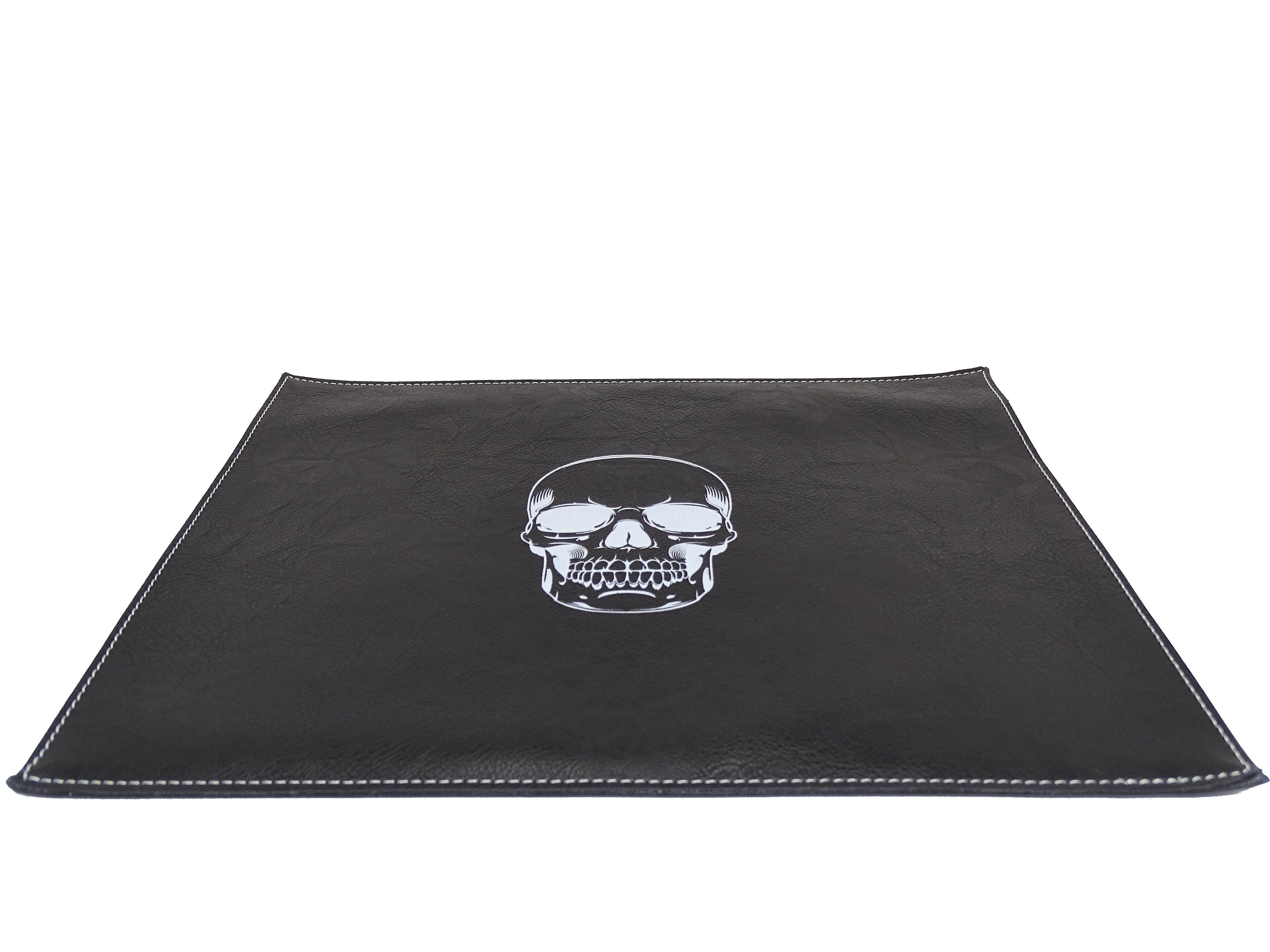 Easy Roller White Skull Dice Rolling Mat Supplies Easy Roller Dice
