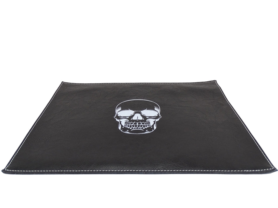 Easy Roller White Skull Dice Rolling Mat Supplies Easy Roller Dice