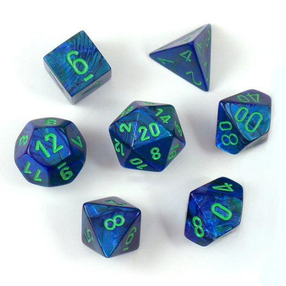 Chessex Lustrous Dark Blue/Green 7ct Polyhedral Set (27496) Dice Chessex   