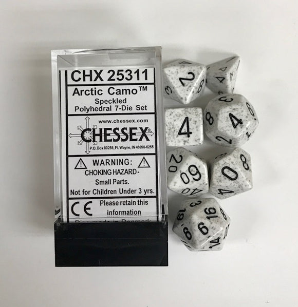 Chessex Speckled Arctic Camo 7ct Polyhedral Set (25311) Dice Chessex   