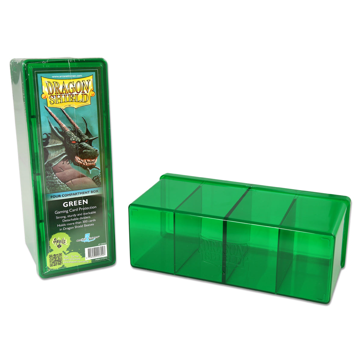Dragon Shield Four Compartment Card Storage Box Green (20304) Supplies Arcane Tinmen   