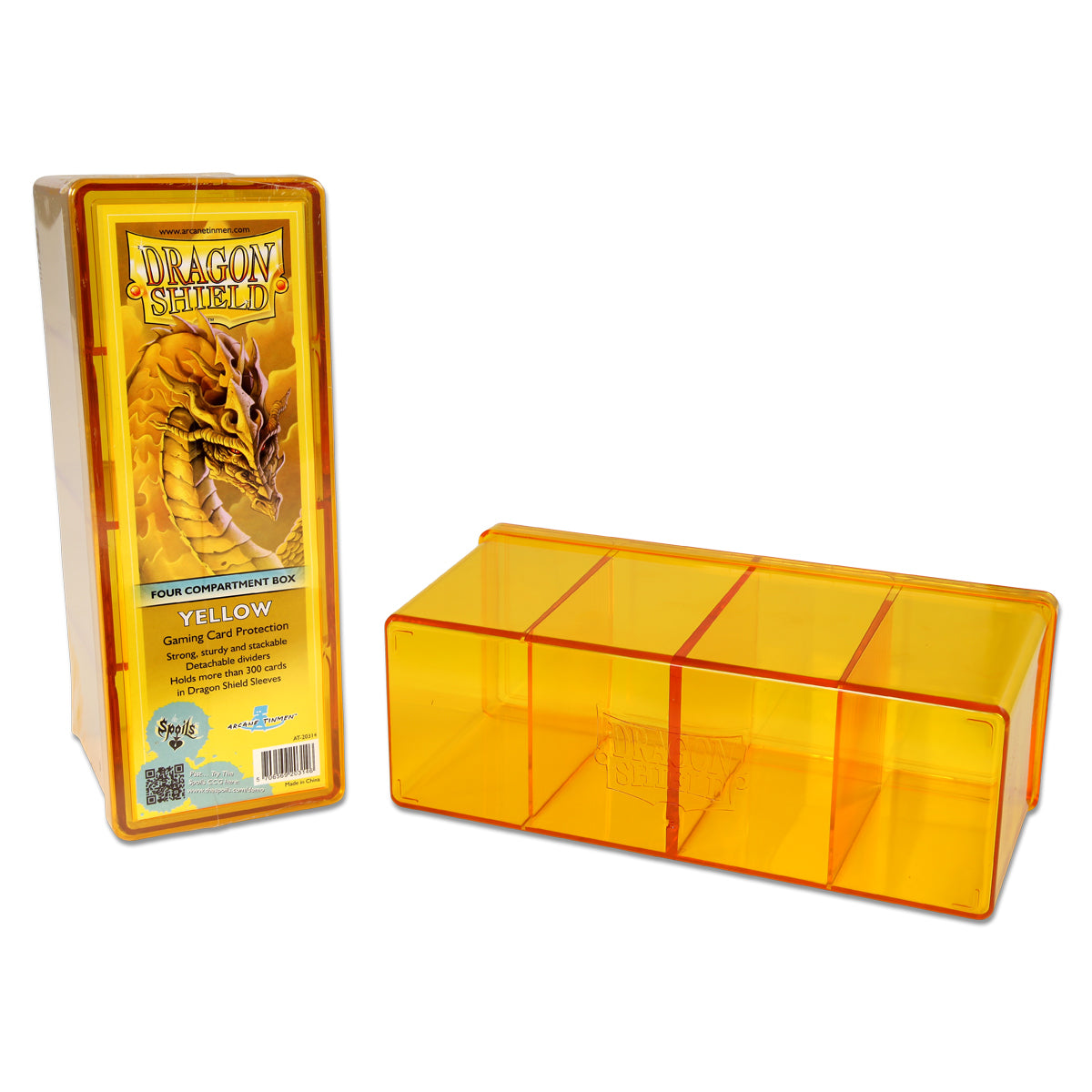 Dragon Shield Four Compartment Card Storage Box Yellow (20314) Supplies Arcane Tinmen   