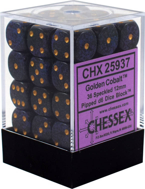 Chessex 12mm Speckled Golden Cobalt 36ct D6 Set (25937) Dice Chessex   