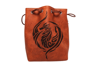 Easy Roller Brown Leather Lite Dragon's Breath Design Self-Standing Large Dice Bag Home page Easy Roller Dice   