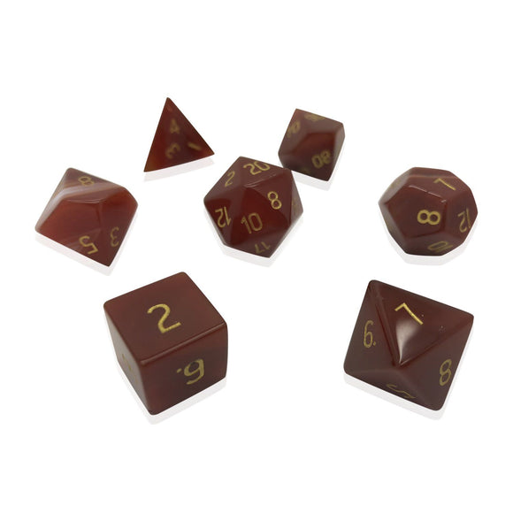 Carnelian Semi-Precious Gemstone 7ct Polyhedral Dice Set Dice Norse Foundry