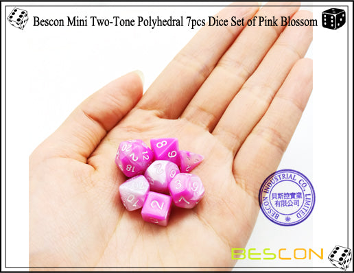 Bescon 7pc Mini Polyhedral Dice Set Pink Blossom Home page Other   