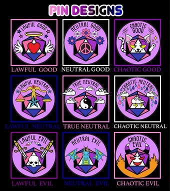 Chaotic Good Alignment Genderfluid Pride Pin  Foam Brain Games   