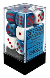 Chessex 16mm Gemini Astral Blue-White/Red 12ct D6 Set (26657) Dice Chessex   