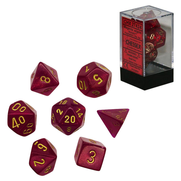 Chessex Borealis Magenta/Gold 7ct Polyhedral Set (27424) Home page Other   