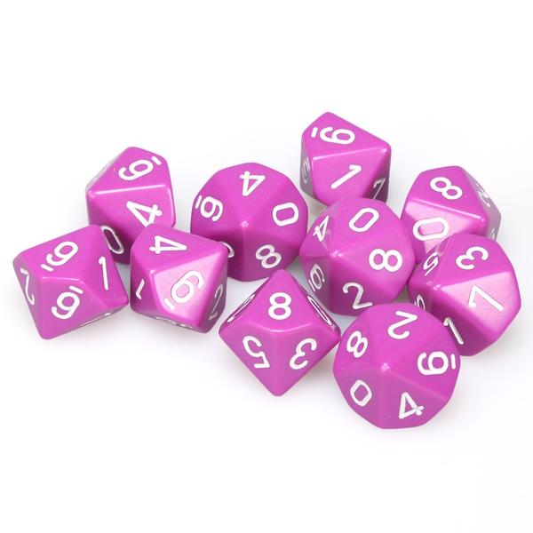 Chessex Opaque Light Purple/White 10ct D10 Set (25227) Dice Chessex   
