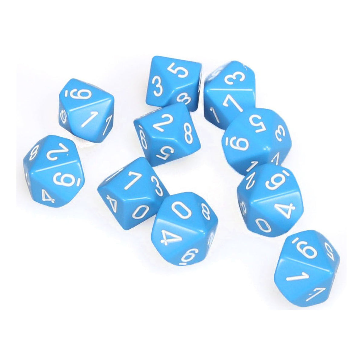 Chessex Opaque Light Blue/White 10ct D10 Set (26216) Dice Chessex   