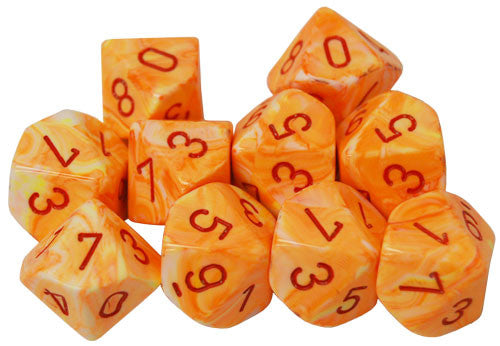 Chessex Festive Sunburst/Red 10ct D10 Set (27253) Dice Chessex   