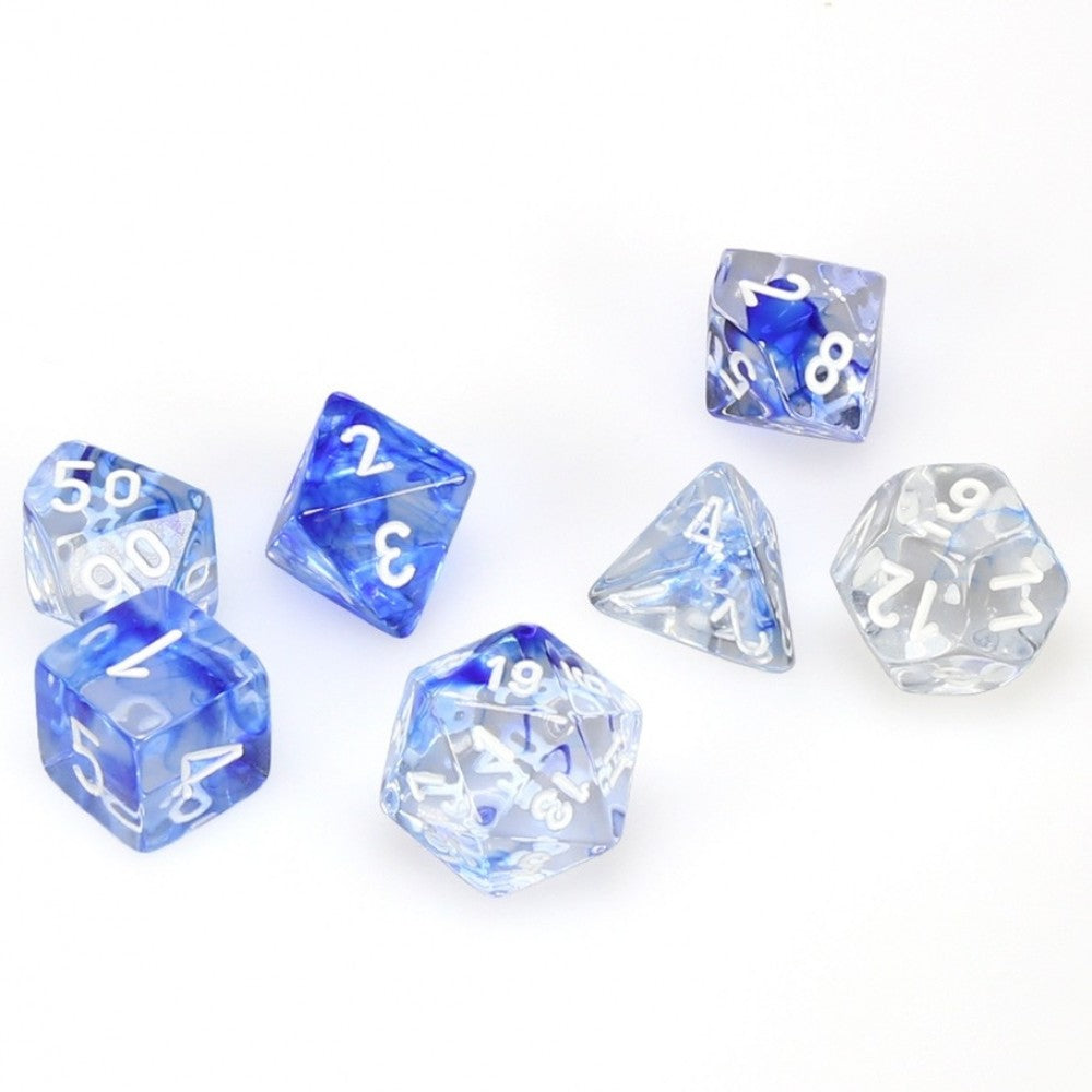 Chessex Nebula Dark Blue/White 7ct Polyhedral Set (27466) Dice Chessex   