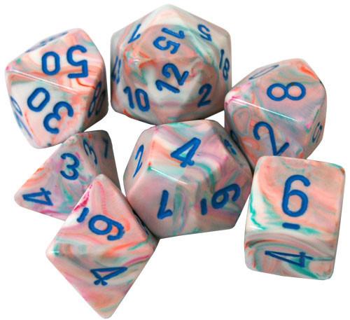 Chessex Festive Pop Art/Blue 7ct Polyhedral Set (27544) Dice Chessex   