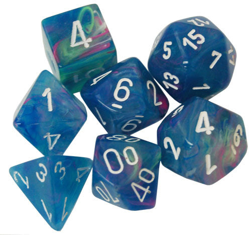 Chessex Festive Waterlily/White 7ct Polyhedral Set (27546) Dice Chessex   