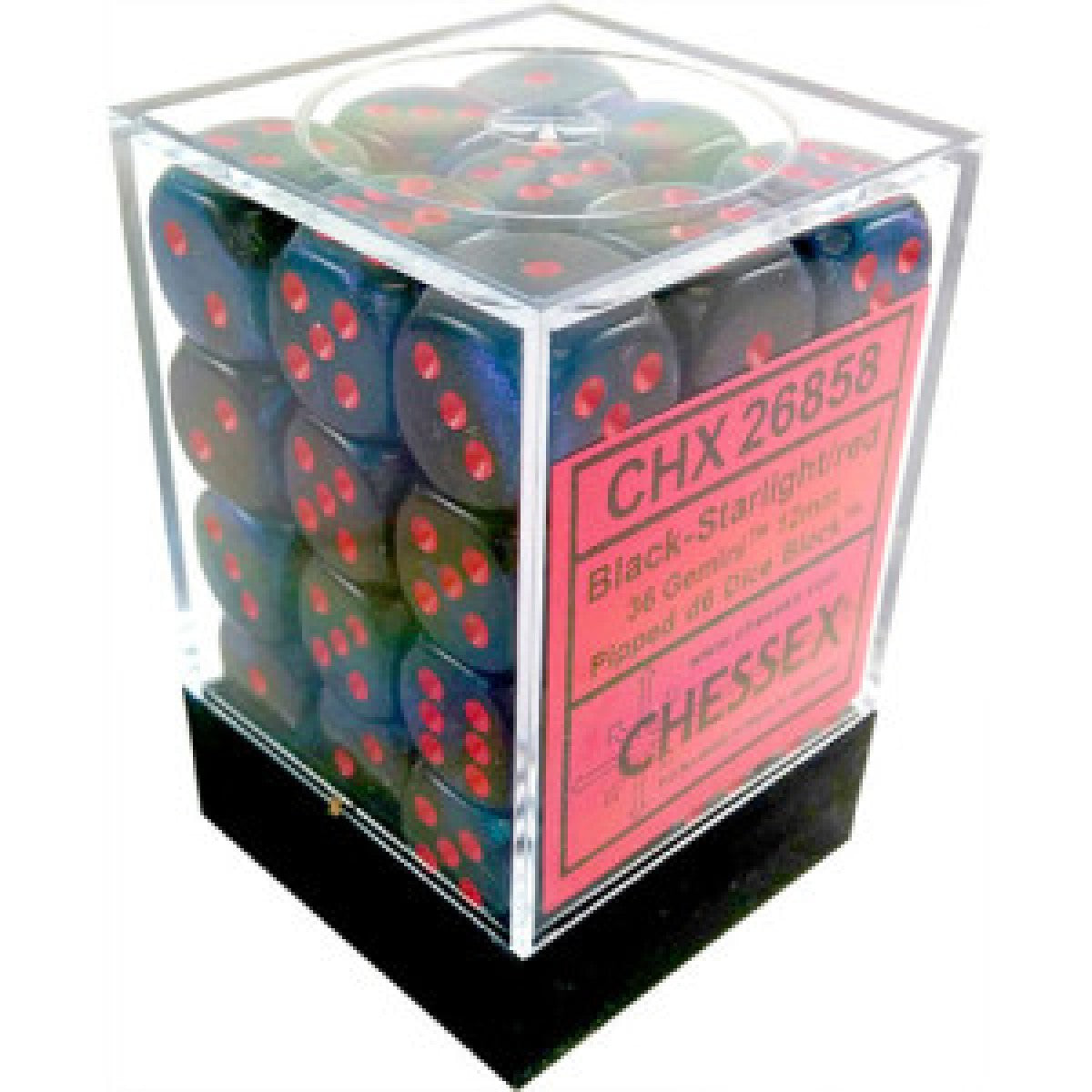 Chessex 12mm Gemini Black-Starlight/Red 36ct D6 Set (26858) Dice Chessex   