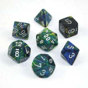 Chessex Festive Green/Silver 7ct Polyhedral Set Dice Chessex   