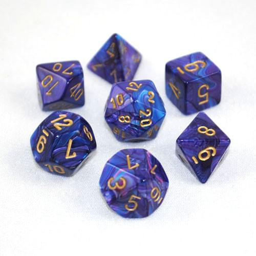 Chessex Lustrous Purple/Gold 7ct Polyhedral Set (27497) Dice Chessex   