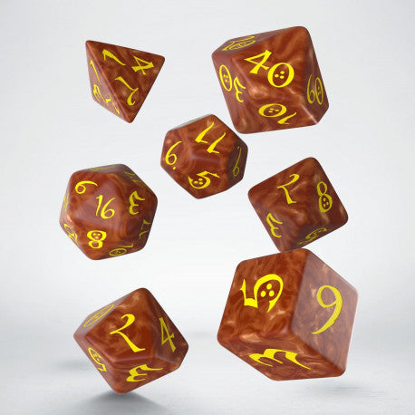 Q-Workshop Classic RPG Caramel/Yellow 7ct Polyhedral Set Dice Q Workshop   