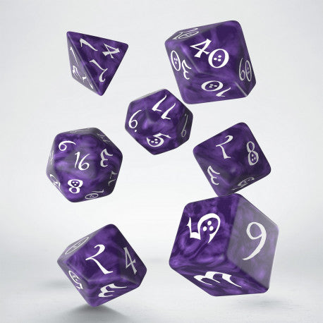 Q-Workshop Classic RPG Lavender/White 7ct Polyhedral Set Dice Q Workshop   
