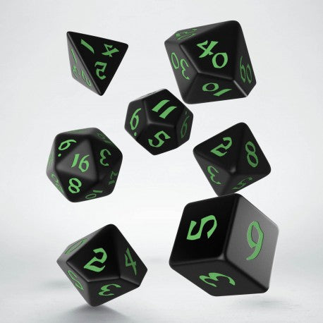 Q-Workshop Classic Runic Black/Green 7ct Polyhedral Set Dice Q Workshop   
