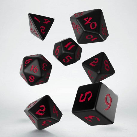 Q-Workshop Classic Runic Black/Red 7ct Polyhedral Set Dice Q Workshop   