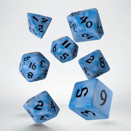 Q-Workshop Classic Runic Glacier/Black 7ct Polyhedral Set Dice Q Workshop   