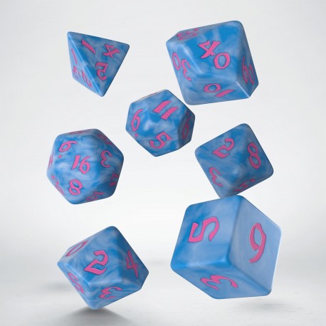 Q-Workshop Classic Runic Glacier/Pink 7ct Polyhedral Set Dice Q Workshop   
