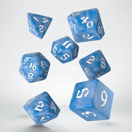 Q-Workshop Classic Runic Glacier/White 7ct Polyhedral Set Dice Q Workshop   