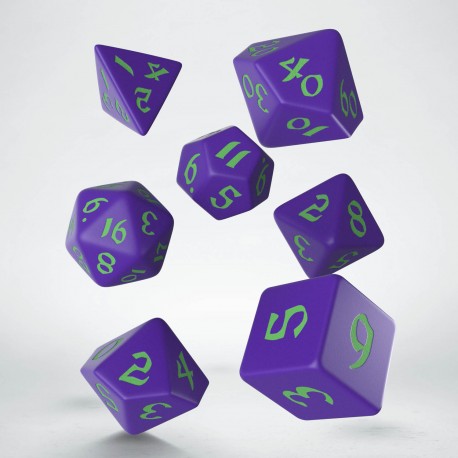 Q-Workshop Classic Runic Purple/Green 7ct Polyhedral Set Dice Q Workshop   
