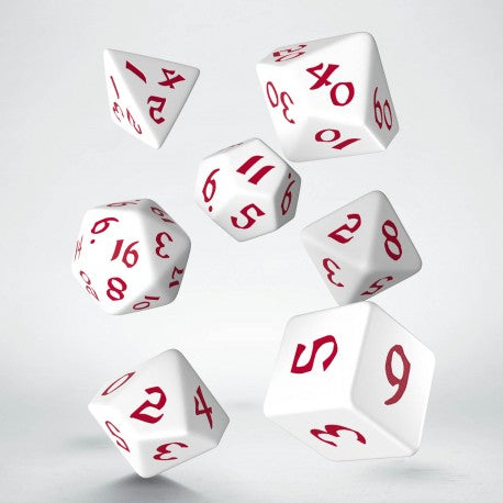 Q-Workshop Classic Runic White/Red 7ct Polyhedral Set Dice Q Workshop   
