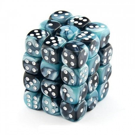 Chessex 12mm Gemini Black Shell/White 36ct D6 Set (26846) Dice Chessex   