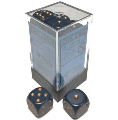 Chessex 16mm Opaque Dusty Blue/Copper 12ct D6 Set (25626) Dice Chessex   