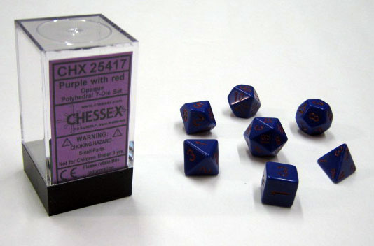 Chessex Opaque Purple/Red 7ct Polyhedral Set (25417) Dice Chessex   