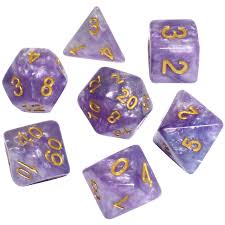 Metallic Dice Games Lavender/Gold 7ct Polyhedral Dice Set Dice FanRoll by Metallic Dice Games   