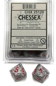 Chessex Speckled Granite 10ct D10 Set (25120) Dice Chessex   