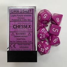 Chessex Opaque Light Purple/White 7ct Polyhedral Set (25427) Dice Chessex   