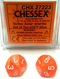 Chessex Vortex Solar/White 10ct D10 Set (27223) Dice Chessex   