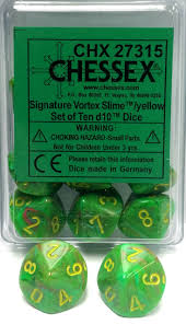 Chessex Vortex Slime/Yellow 10ct D10 Set (27315) Dice Chessex   