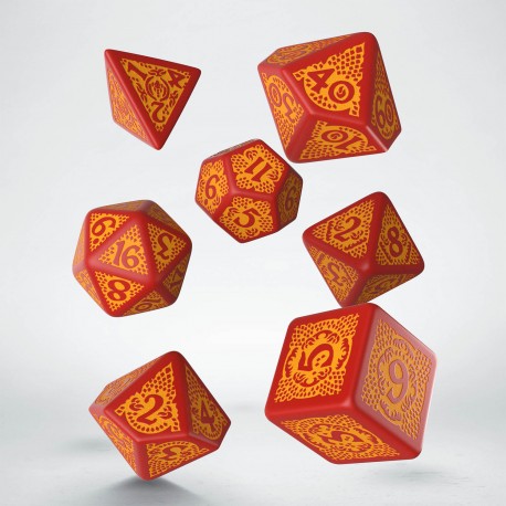 Q-Workshop Dragon Slayer Red/Orange 7ct Polyhedral Set Dice Q Workshop
