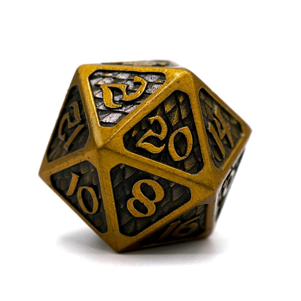 Die Hard Dice Metal Drakona Eldric Electrum Single D20 Dice Die Hard Dice