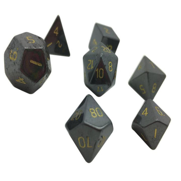Hematite Semi-Precious Gemstone 7ct Polyhedral Dice Set Home page Norse Foundry   