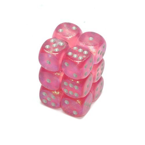 Chessex 16mm Borealis Pink/Silver 12ct D6 Set (27604) Dice Chessex   