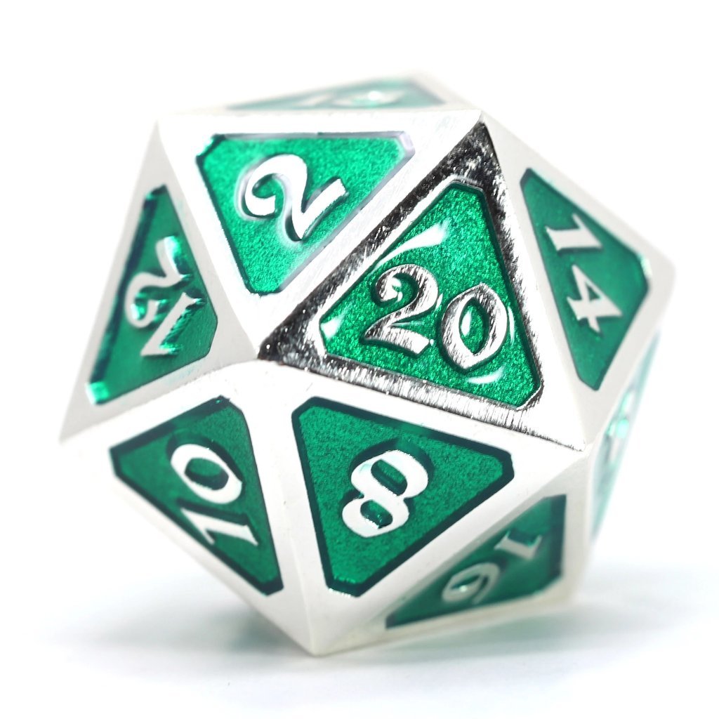 Die Hard Dice Metal Mythica Platinum Emerald Dire D20 Dice Die Hard Dice