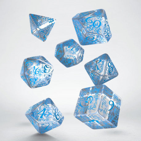 Q-Workshop Elvish Translucent/Blue 7ct Polyhedral Set Dice Q Workshop   