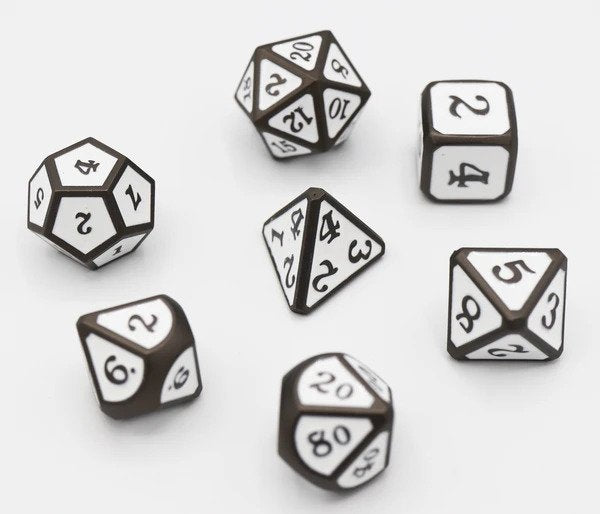 Snow and Ashes 7ct Metal Polyhedral Dice Set Dice Other