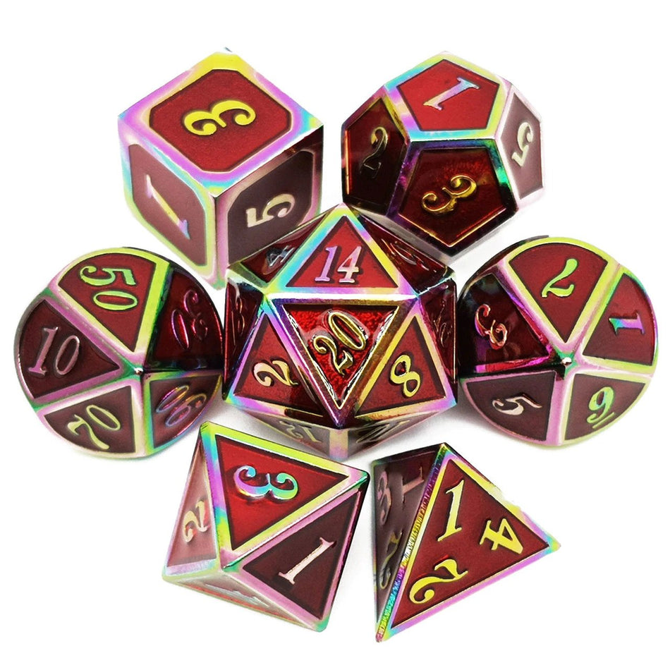 Burnt Opal with Ruby 7ct Metal Polyhedral Dice Set Dice Other