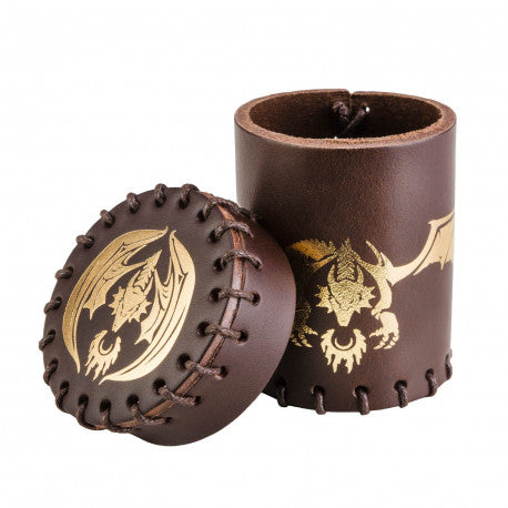 Q-Workshop Flying Dragon Brown & Golden Leather Dice Cup Dice Q Workshop