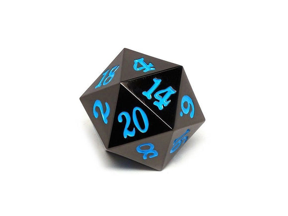Easy Roller Powder Blue Gunmetal Single 35mm D20 Dice Easy Roller Dice